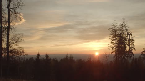 sunset over a forrest in hesse with beautiful clouds in the sky