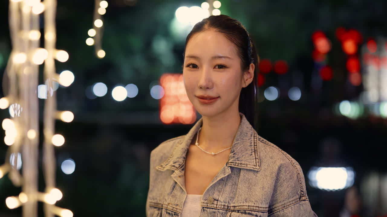 Woman shopping at night