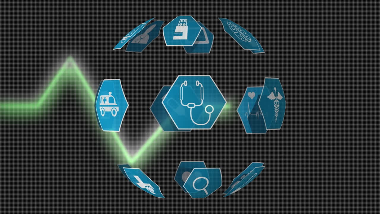 Medical icons and heart rate