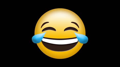 animación del icono de emoji de sonrisa con confeti cayendo sobre un fondo negro