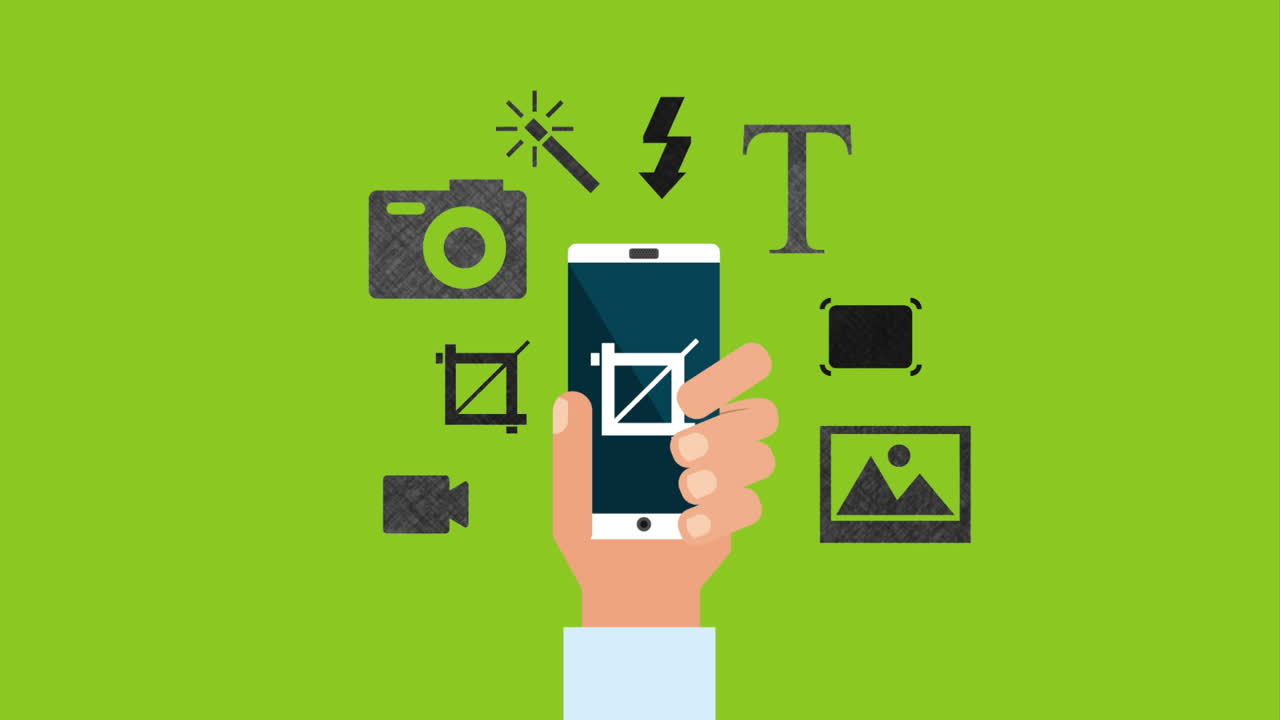 mano usando teléfono inteligente con aplicación de edición de fotos