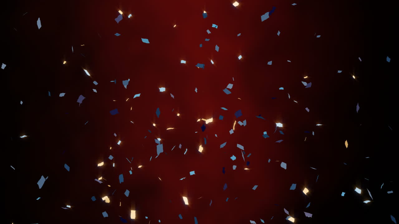 Animation confetti falling on dark red background, creating festive atmosphere