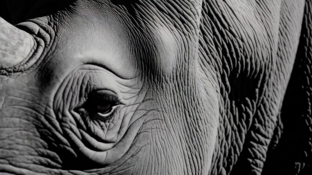 Close-up of a Black Rhino's Face