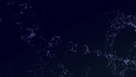 animation of network of connections and dna strand on dark background