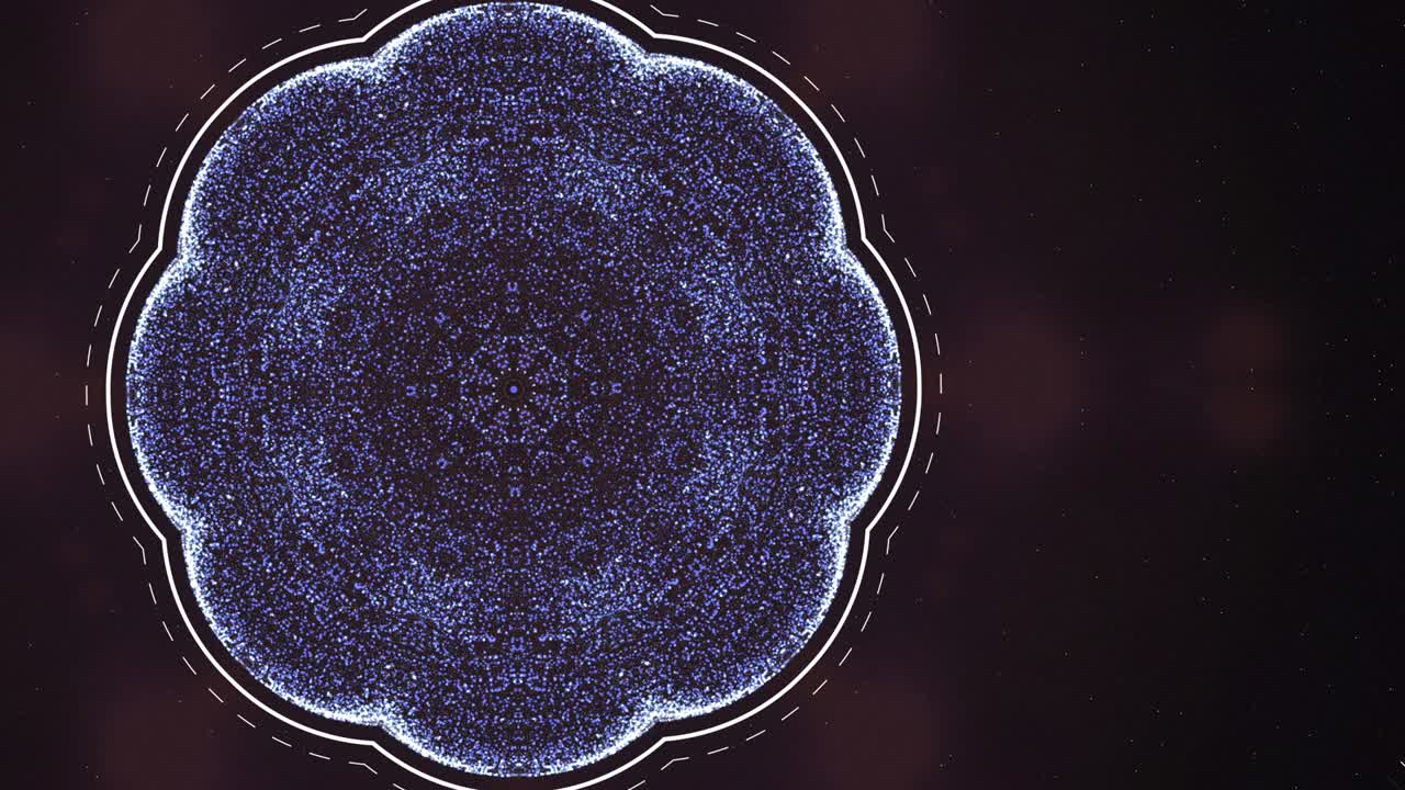 어두운 배경 위에 작은 네온 빛 원자에서 분자 구조의 형성을 묘사하는 애니메이션.