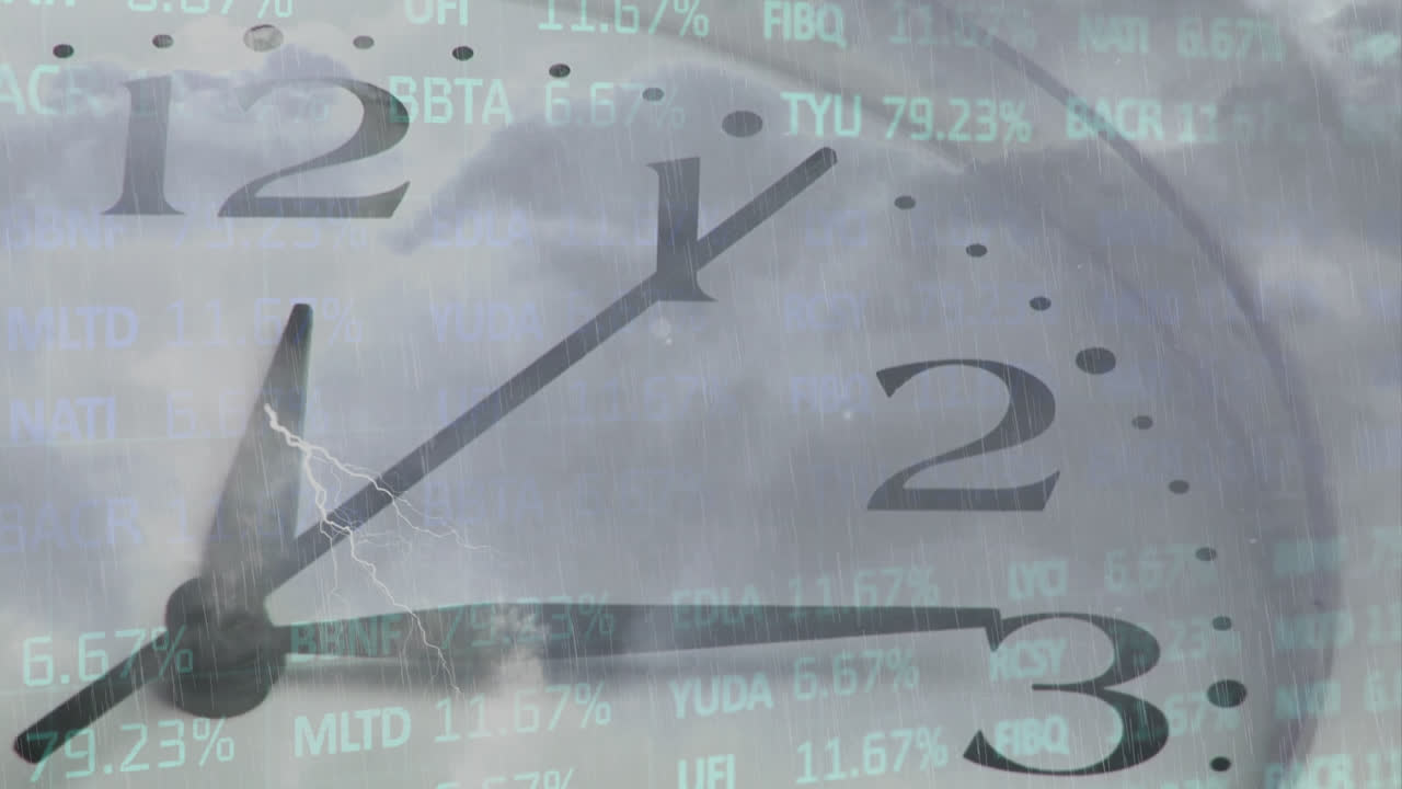 金融データ処理のアニメーション (時計のタイキング)