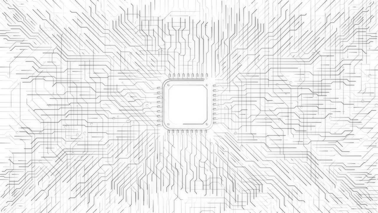 Abstract Circuit Board with Central Processor