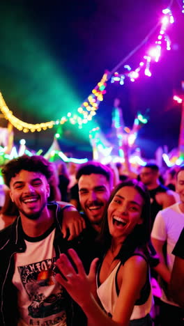 people dancing and celebrating at a vibrant night event