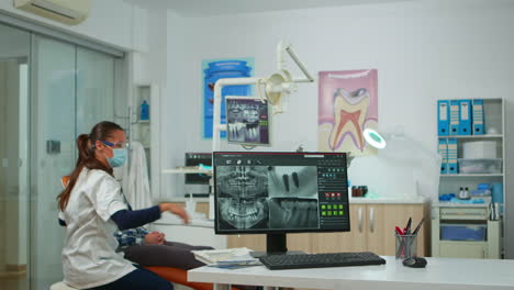 dentist team working together in modern stomatological clinic