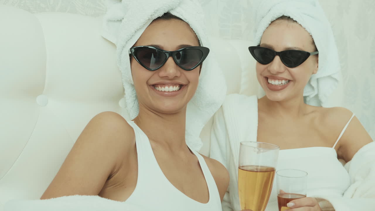 Two Friends Celebrating at a Spa