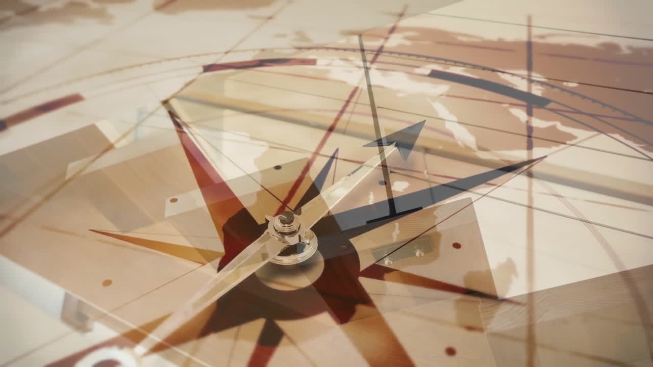 Animation of moving compass over stairs