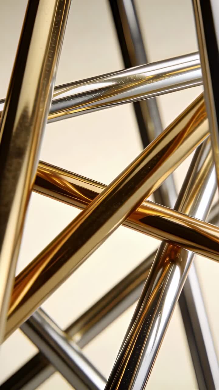 Vertical video: Shifting light showing dust and glints on rod lattice in studio closeup for study
