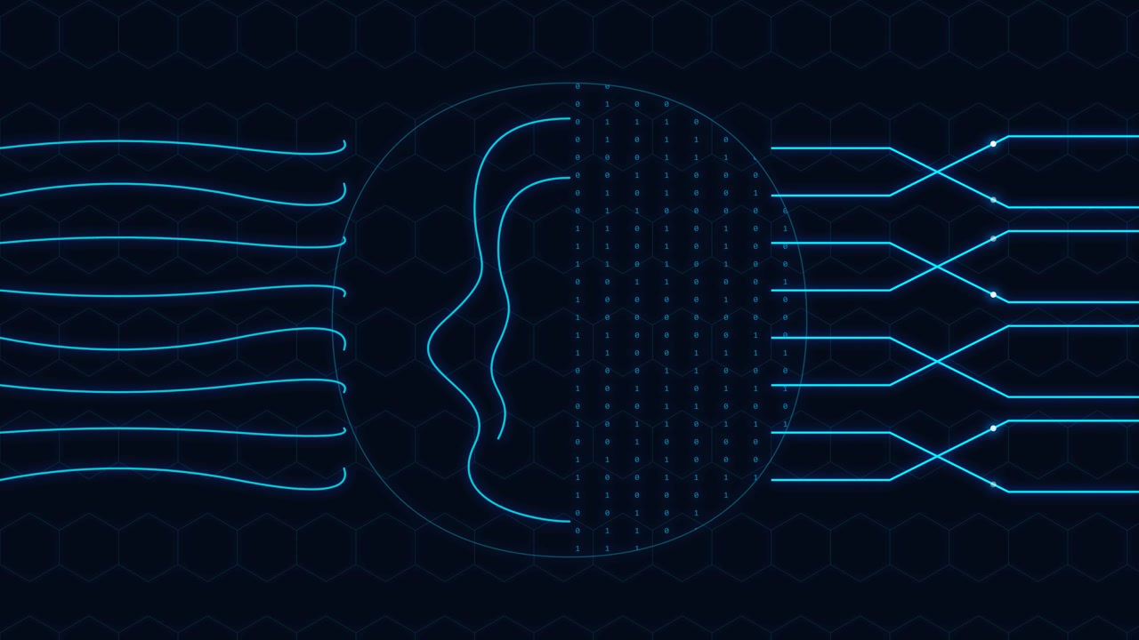 Digital Facial Recognition Technology Interface Animation