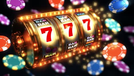spinning slot machine with chips