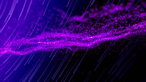 animación de ondas digitales púrpuras y rastros de luz en un patrón sin costuras contra un fondo negro