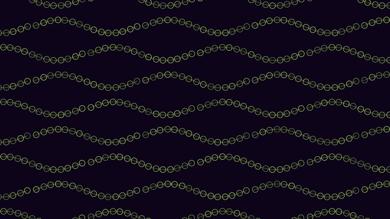 Waves pattern with colorful neon rings and dots