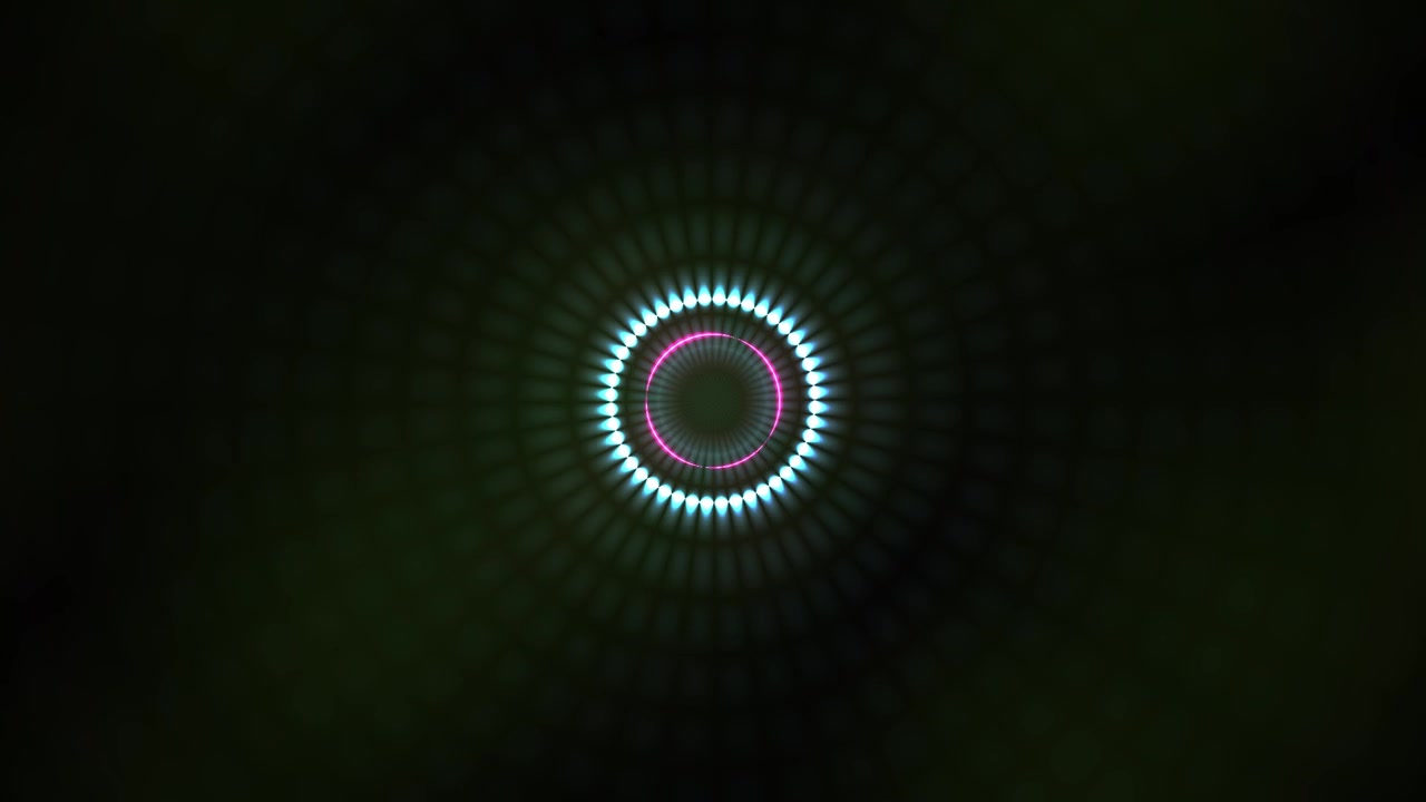 Abstract Glowing Circles Expanding in Dark Space