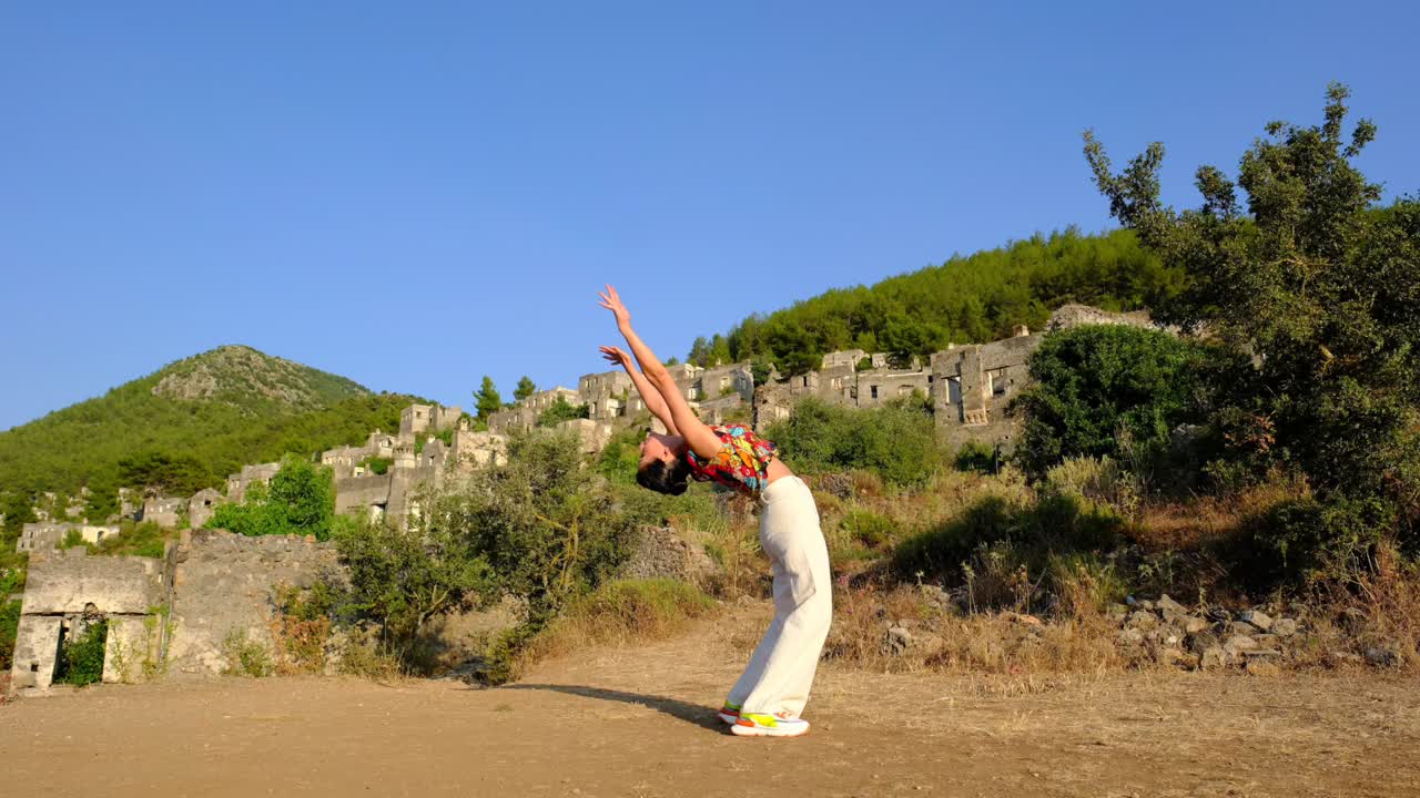 yogi, asana, poses, abandoned village, yoga, meditation, peace, serenity, mindfulness, wellness, health, exercise, fitness, kayak&ouml;y in turkey fethiye