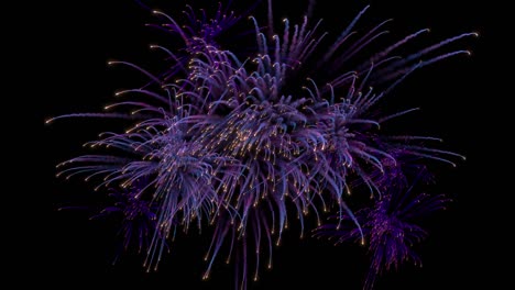 múltiples explosiones de fuegos artificiales con rastros.