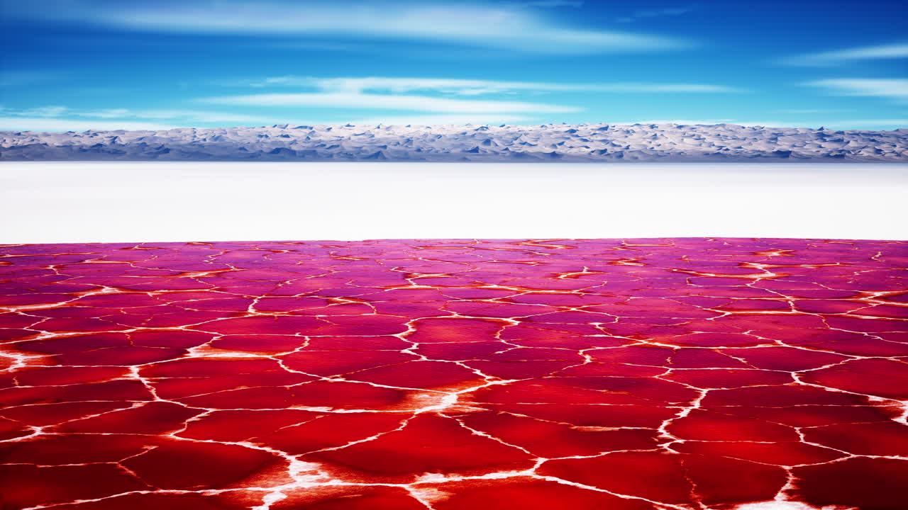 여름 날에 분홍색 호수의 아름다운 전망