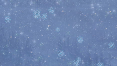 animación de copos de nieve cayendo sobre un fondo azul