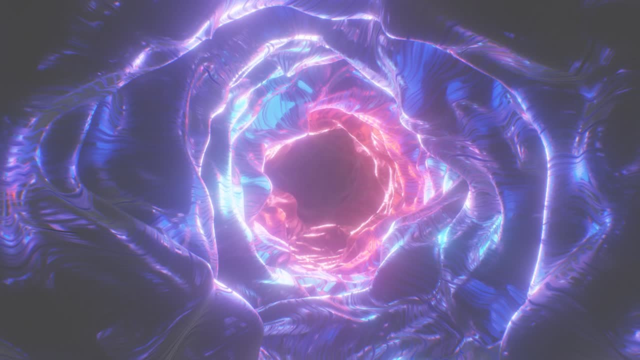 Abstract Sci-Fi Portal Futuristic Trippy Endless Tunnel Alien Cave - 4K Seamless Loop Motion Background Animation