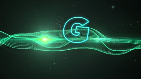 animation of moving green wave over dark background