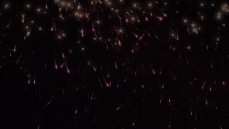 animación de fuegos artificiales y estrellas sobre fondo negro