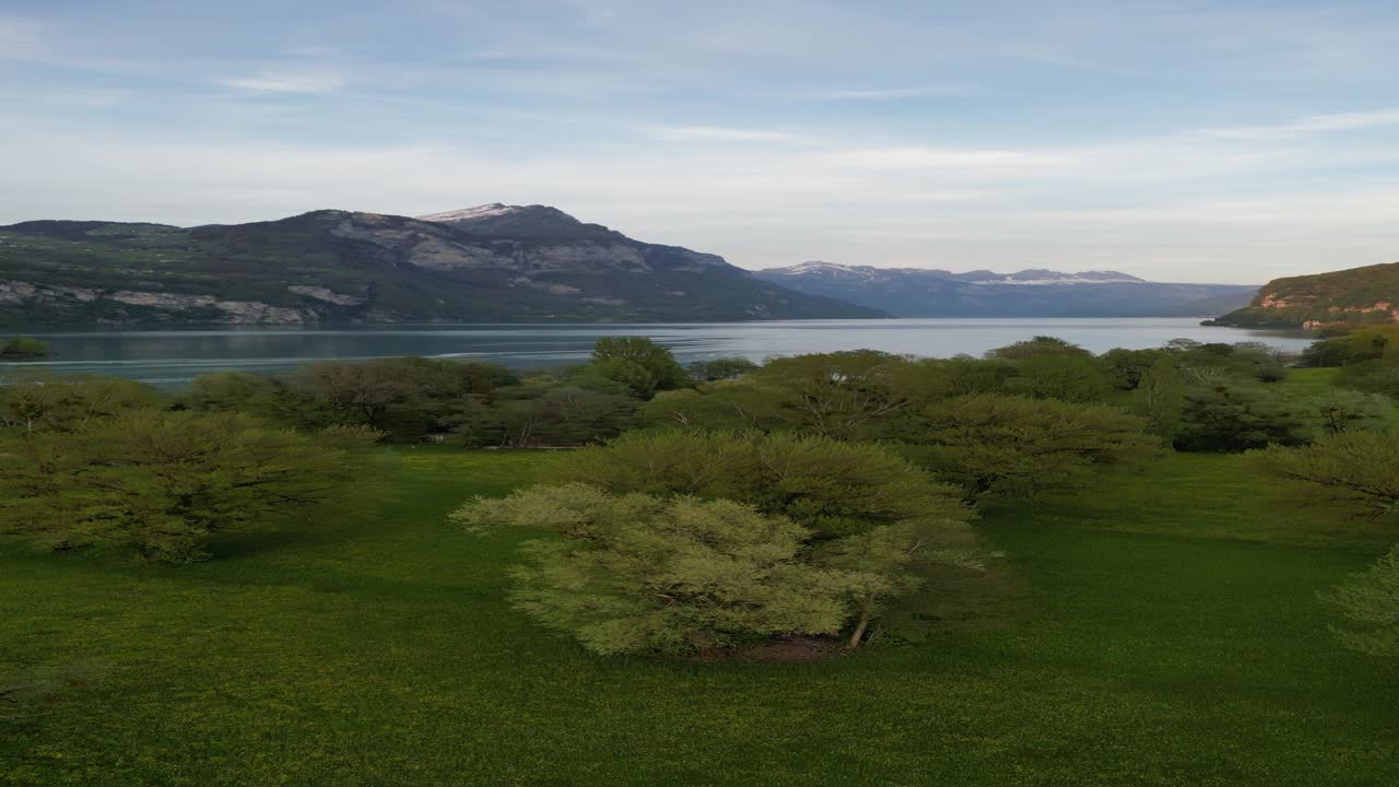 The great lake with trees on the foreground in G&auml;si Betlis, Walensee Glarus, Weesen Walenstadt, Switzerland
