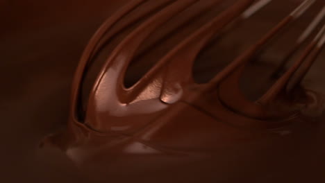 whisk moving in melted chocolate