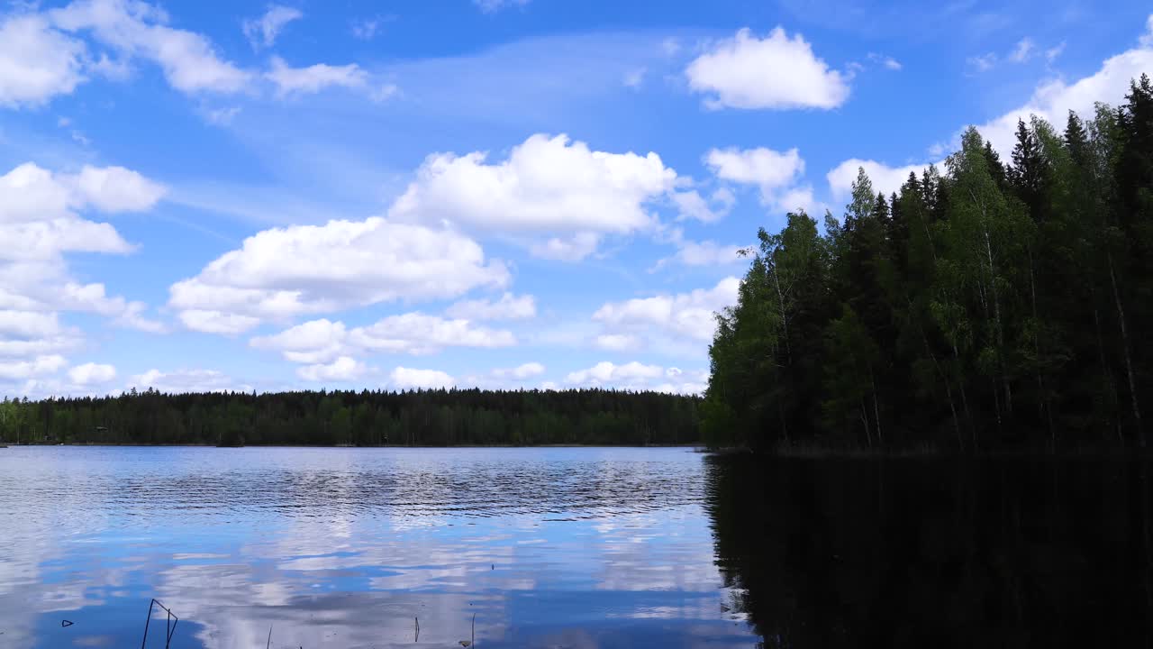 lapso de tiempo de un hermoso paisaje de lago durante el día