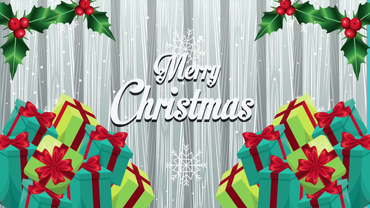 선물 과 함께 메리 크리스마스 글자 카드