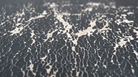 close up of a textured black surface with white cracks