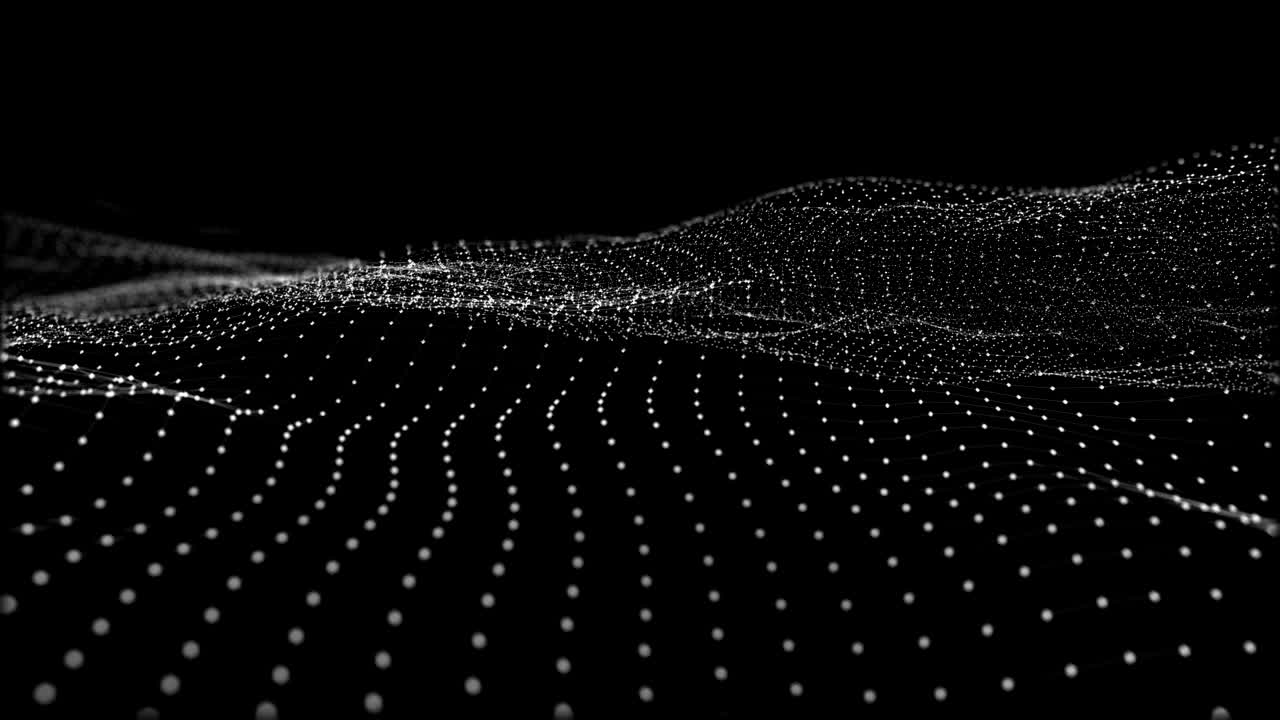 sfondo ondata digitale astratta e particelle quadrate leggere in movimento organico. ondata di particelle e griglia. looped