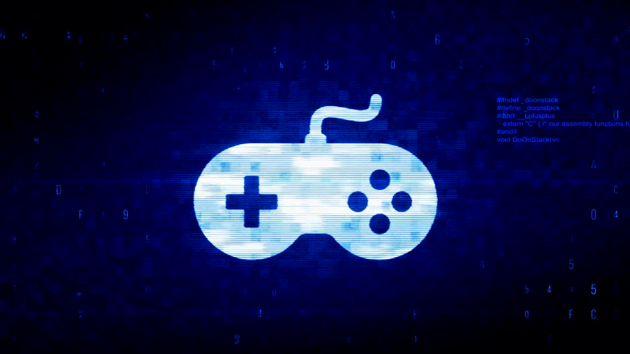controlador de juegos joystick epad símbolo de juego ruido de píxeles digital animación de error.
