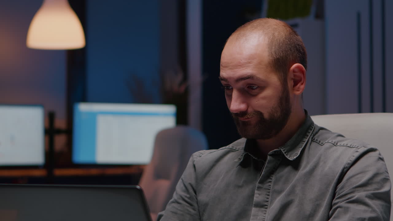 Sleepy businessman working overtime at management corporate deadline project