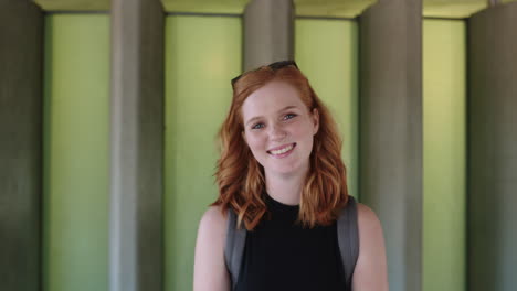 cheerful young woman portrait of happy laughing confident student