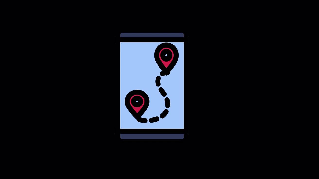 Animated Map Route with Location Pins on Smartphone Screen