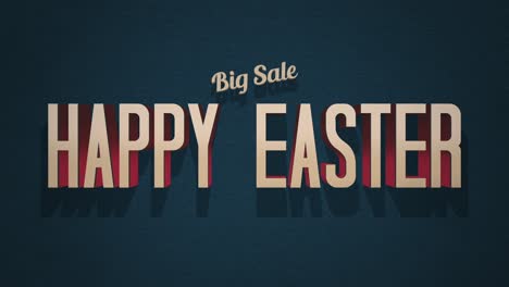 feliz pascua retro y texto de gran venta en textura vintage azul al estilo de los años 80