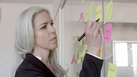 mujer de negocios vestida con traje, trabajando en un proyecto