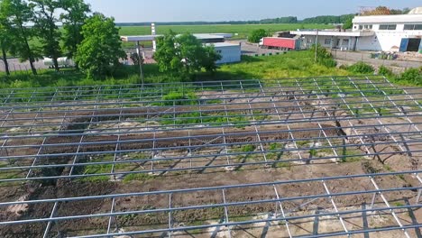 aerial view of construction site. overhead view of construction site in suburban area