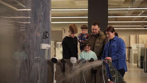 family shopping for bathroom fixtures