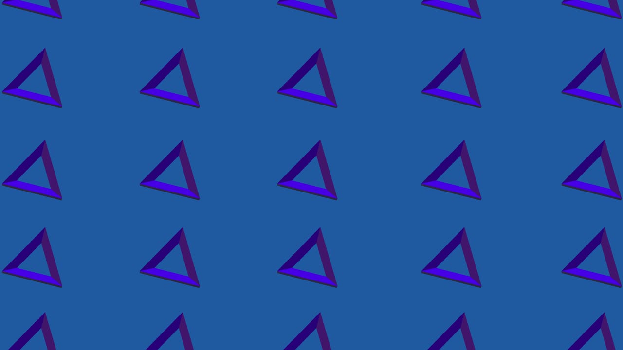 fondo azul con muchos marcos de triángulo azul oscuro giratorios de pie en líneas.