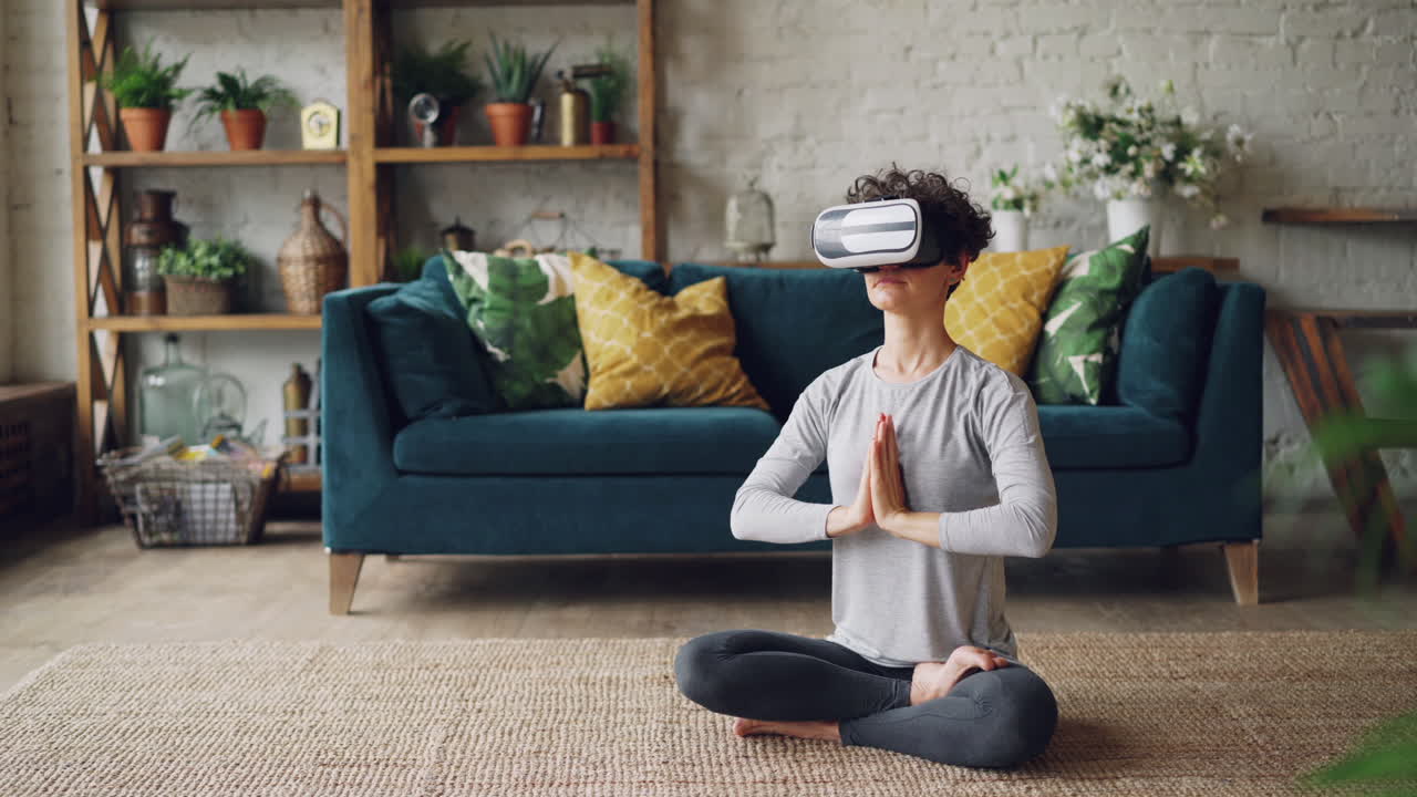 Woman practicing VR Yoga