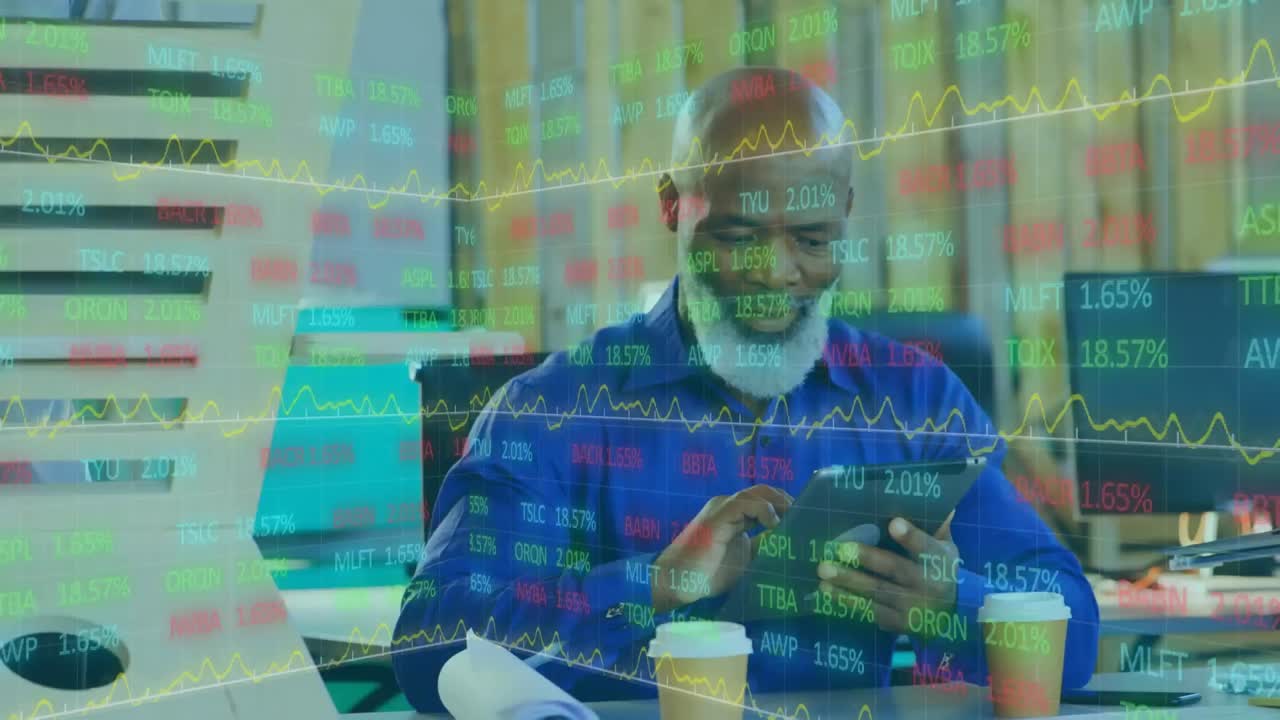 animazione dell'elaborazione dei dati finanziari su imprenditore in carica