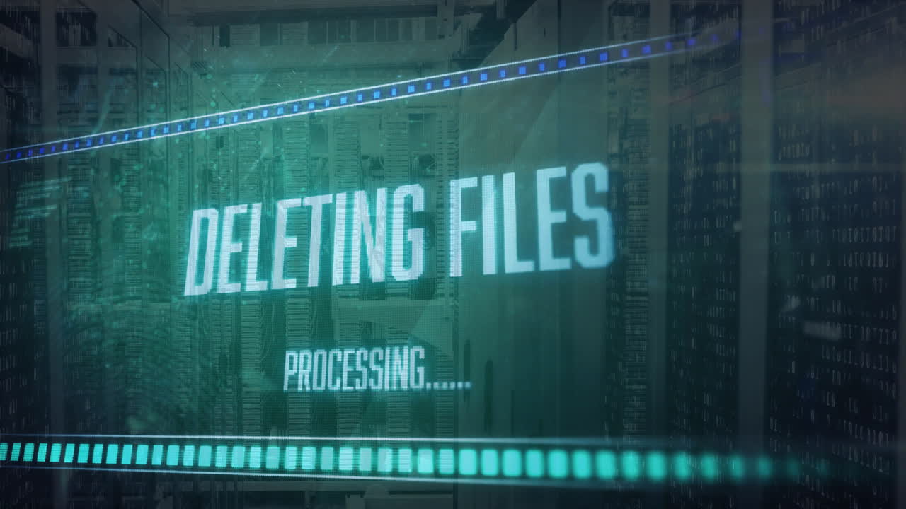 Data processing animation with digital code and futuristic interface elements