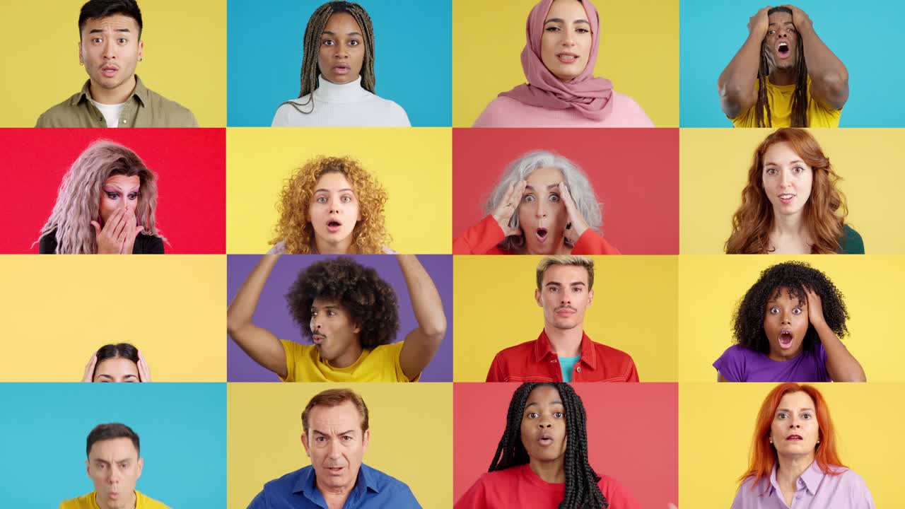 Diverse Group of People Expressing Surprise and Shock