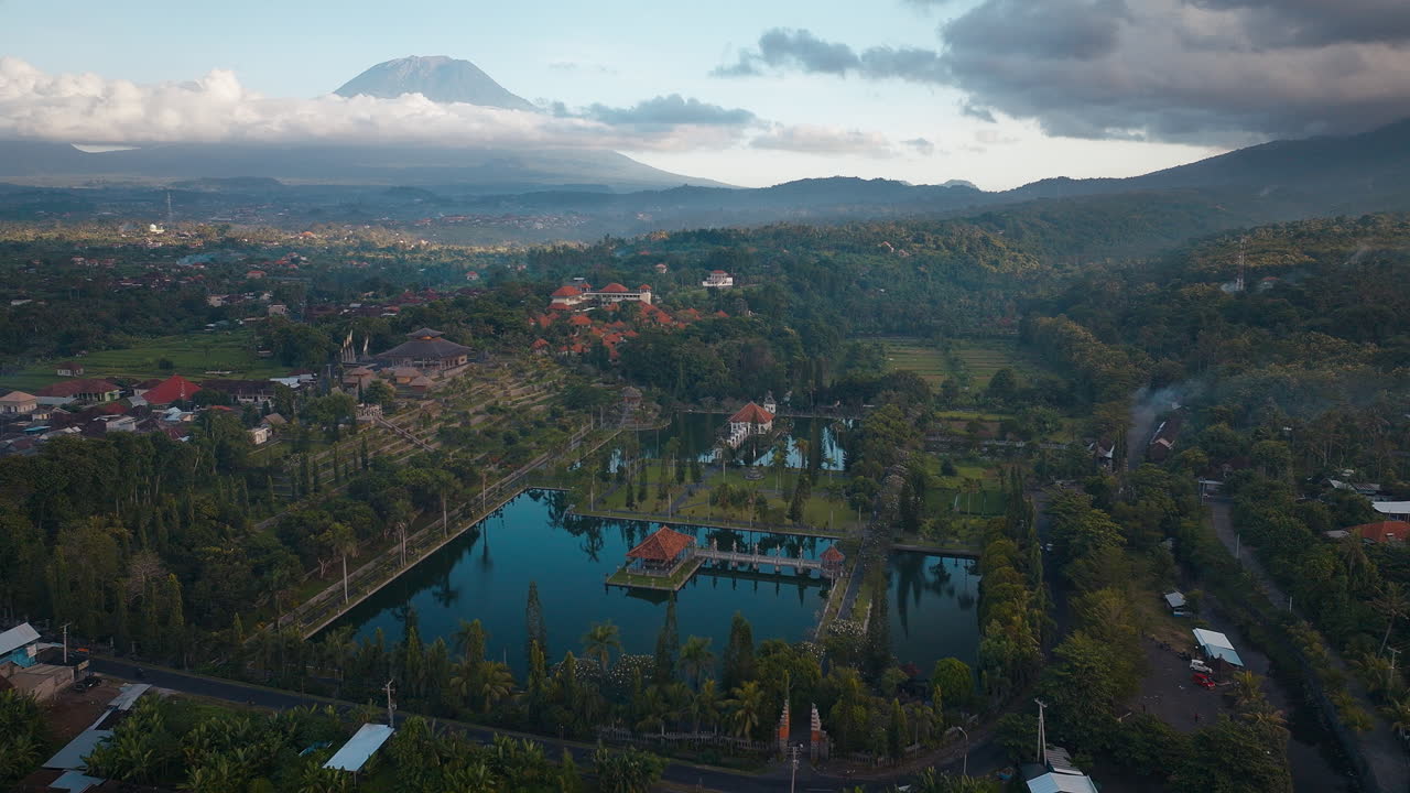 Peaceful tourist retreat, holy landmark, traditional Indonesian location