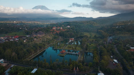 peaceful tourist retreat, holy landmark, traditional indonesian location