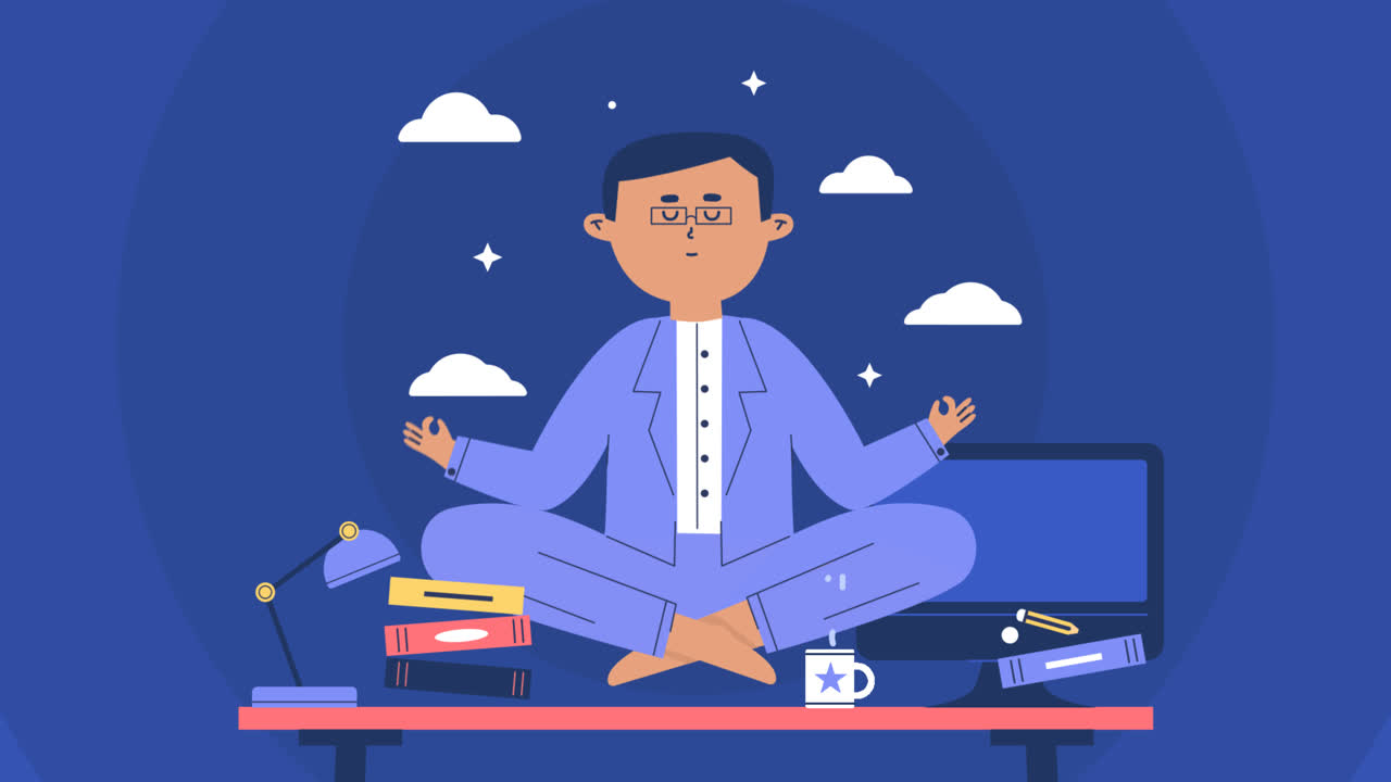 графика движения плоского бизнесмена, медитирующего